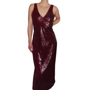 ! NWT ! RITA ORA Sequin V Neck Midi Dress - Color: Plum / Size: XS
